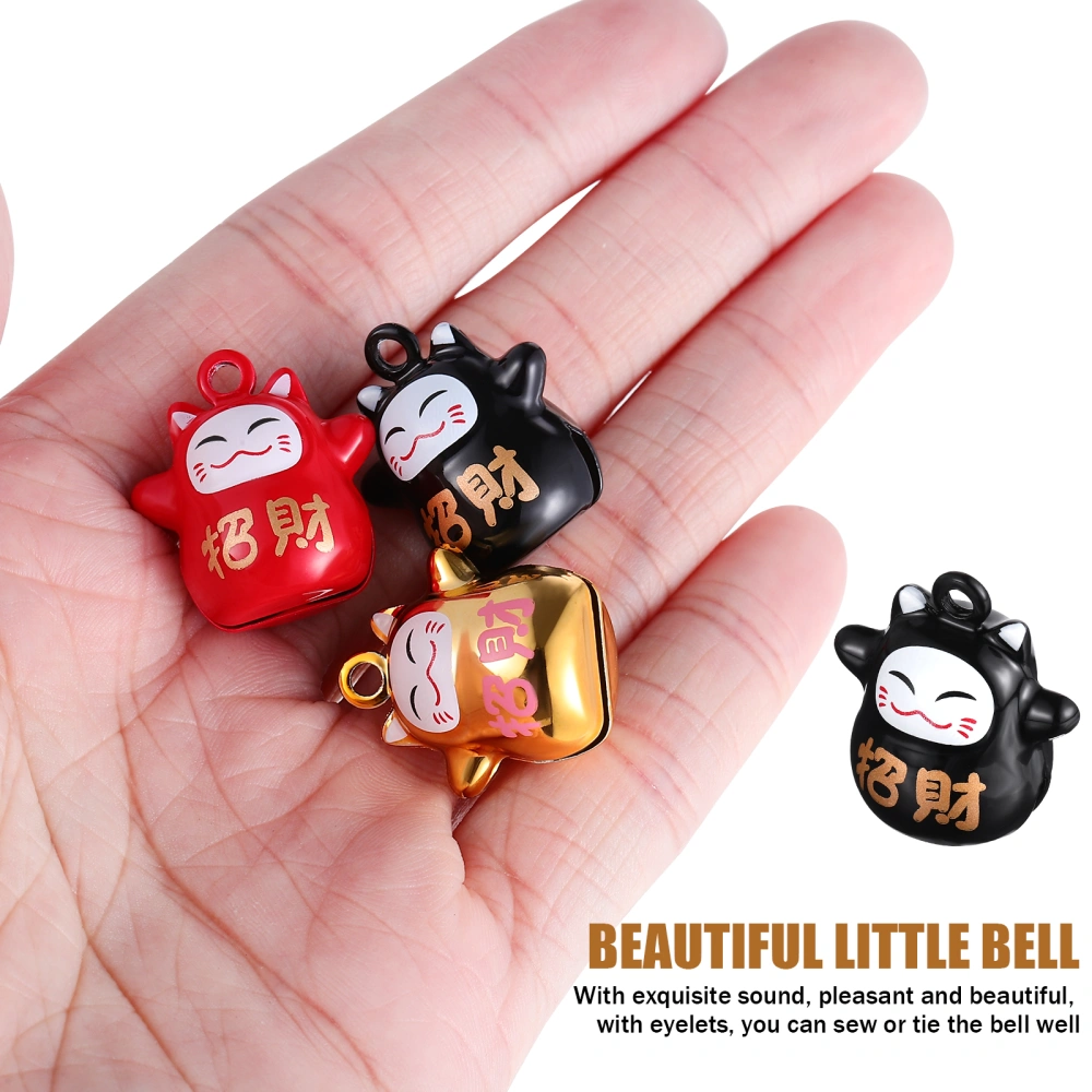 18 Pcs Japanese Style Cat Bells Fortune Cat-shape Jingle Bells Charms for DIY Crafts