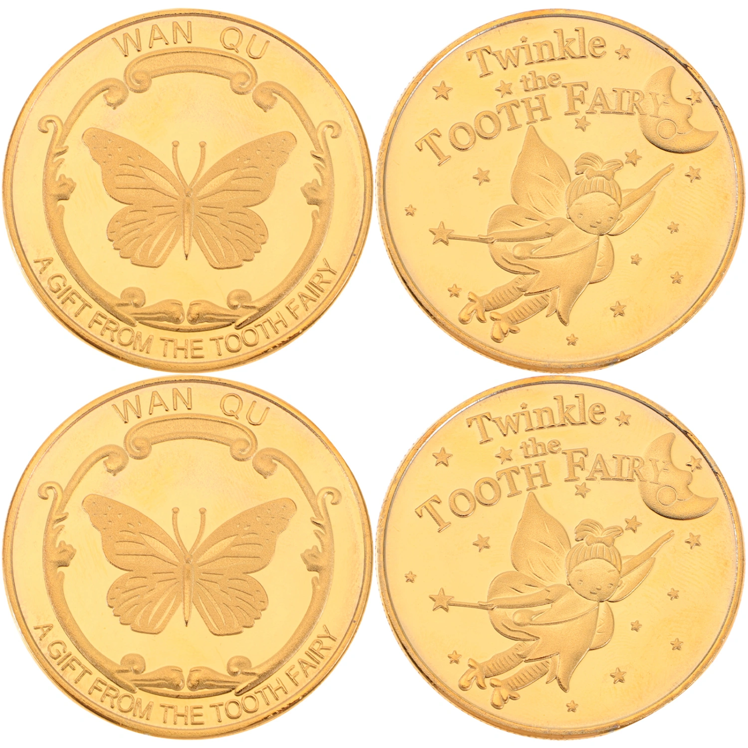 4Pcs Commemorative Kids Tooth Coins Delicate Tooth Souvenir Coin Decorative Coin Decors