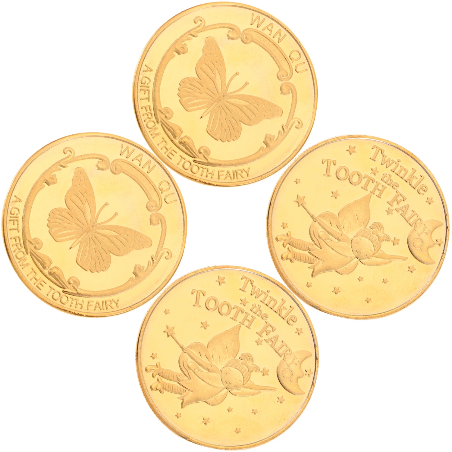 4Pcs Commemorative Kids Tooth Coins Delicate Tooth Souvenir Coin Decorative Coin Decors