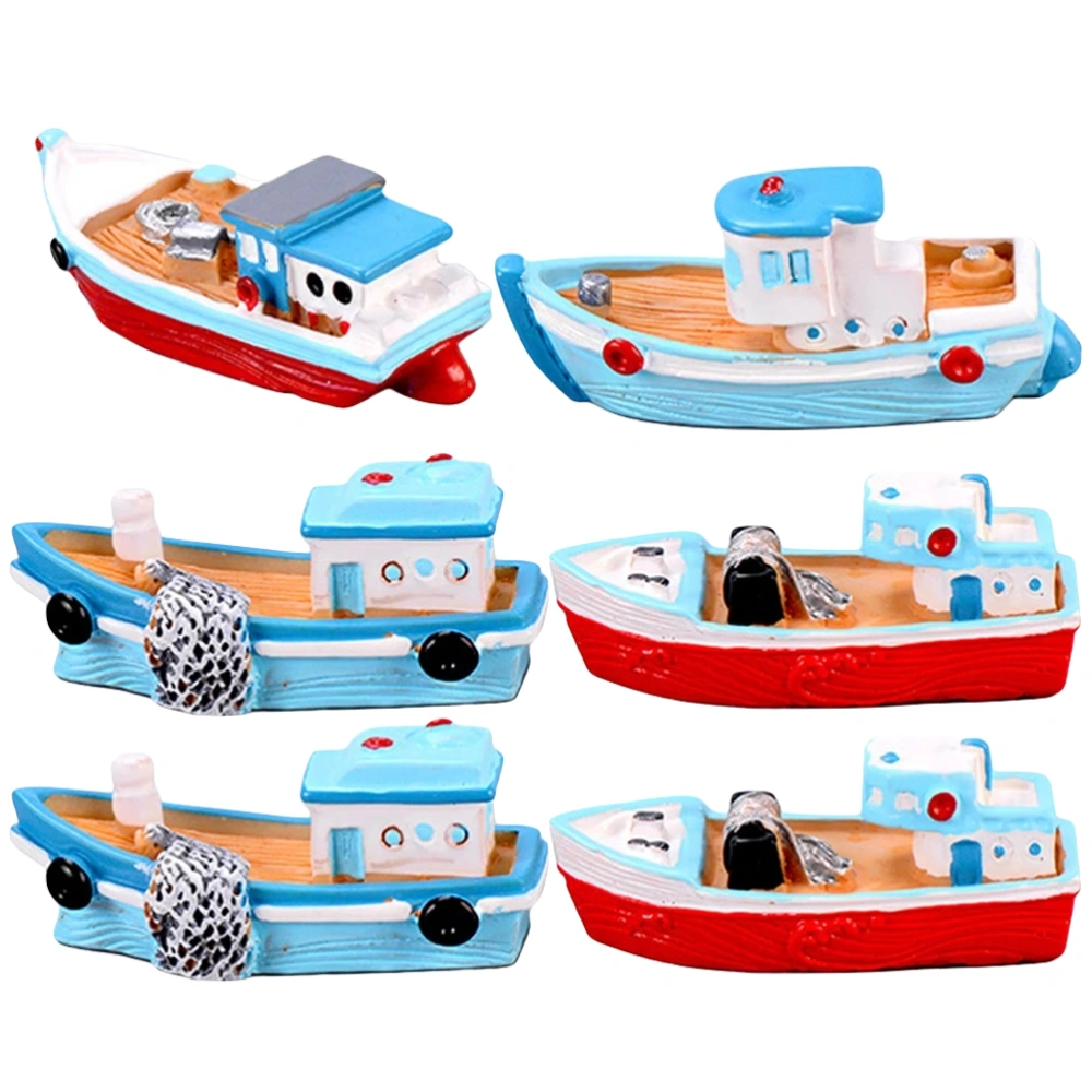 6Pcs Resin Boat Models Decorative Boat Figurines Mediterranean Style Boat Models Table Decors