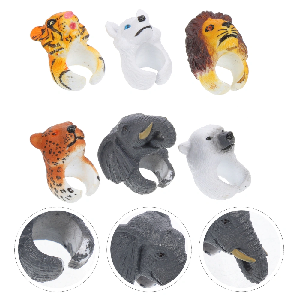 6pcs Animal Rings Kids Ring Toy Kids Party Favors Goodies Bags Fillers Classroom Prizes