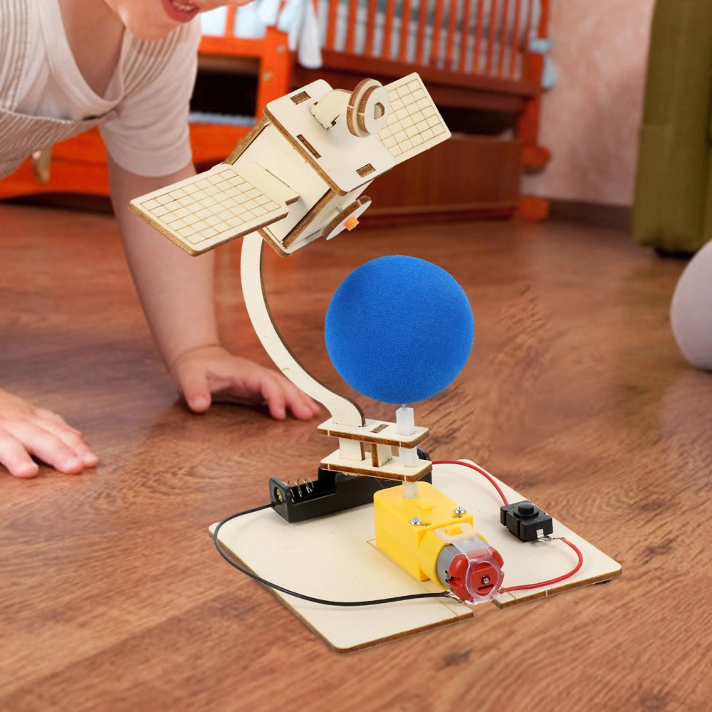 1 Set of Science Project Toy Wooden Artificial Satellite Model Kids Assemble Toy Educational  Toy