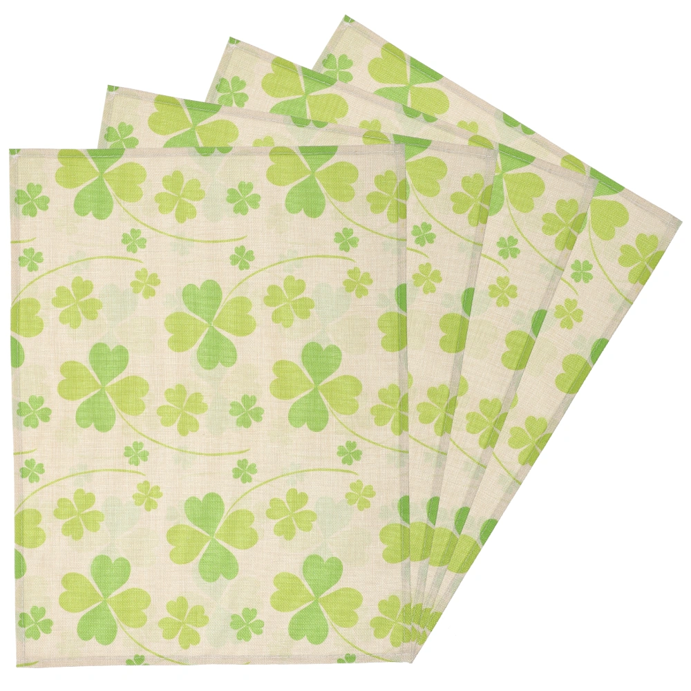 4pcs Festival Shamrock Placemats St. Patrick's Day Decorative Table Mats