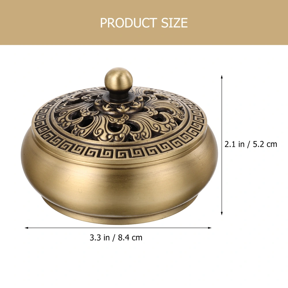 Vintage Style Incense Burner Exquisite Damaskeen Pattern Copper Incense Holder Household Ornament