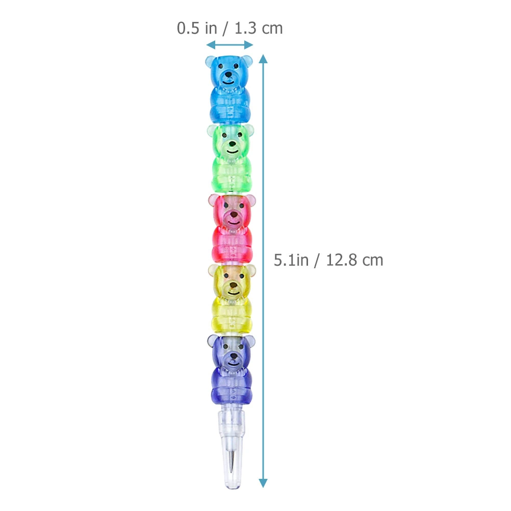 20pcs Stackable Pencils Cartoon Bear Shaped Stacking Pencils Students Stationery