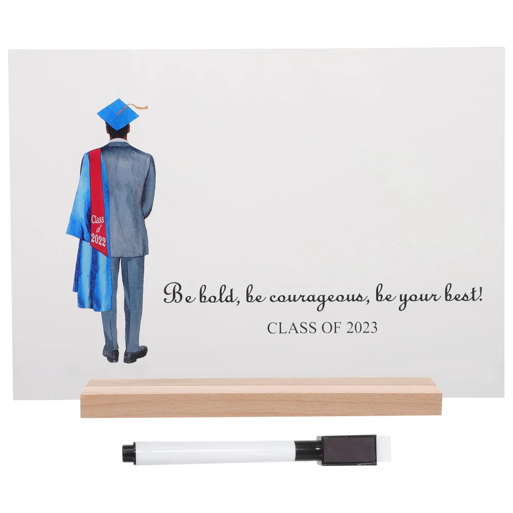 Graduation Table Sign Desktop Acrylic Decoration Graduation Party Writable Ornament with Pen