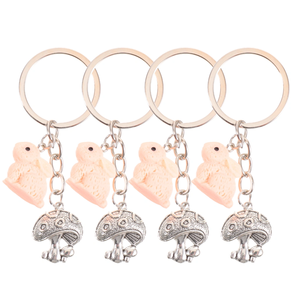 4pcs Easter Rabbit Hanging Decor Rabbit Mushroom Keychain Bag Hanging Decor