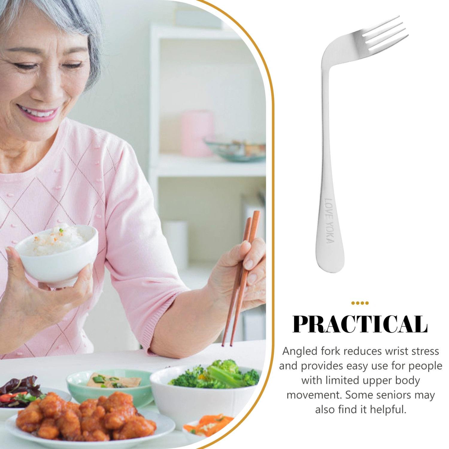 Left-hand Angled Fork Lightweight Ergonomic Fork Eating Feeding Fork Assist Tableware