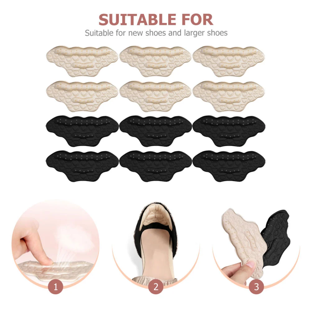 6 Pairs of Anti-slip Shoe Heel Pads Anti-wear Heel Cushions Supple High Heel Pads