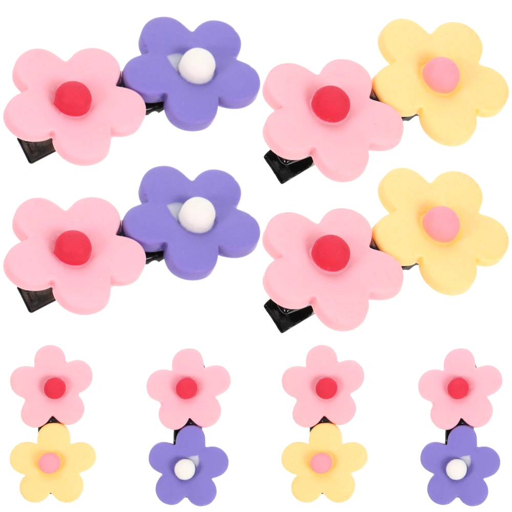 8pcs Candy Color Flower Hair Clips Hairpins Lovely Girls Barrettes Hair Accessories