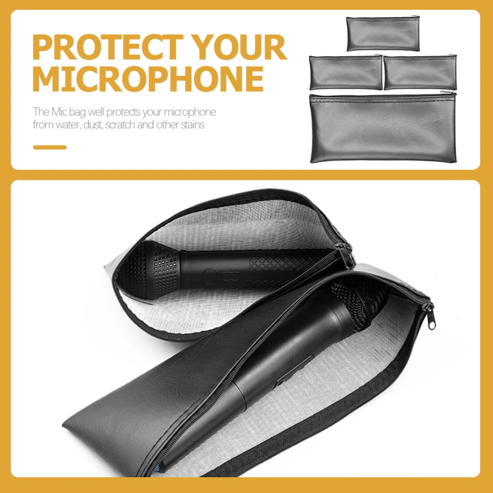 4pcs Microphone Exclusive Storage Bag Wear-resistant Mic Pouch Zipper Design Mic Carrying Bag