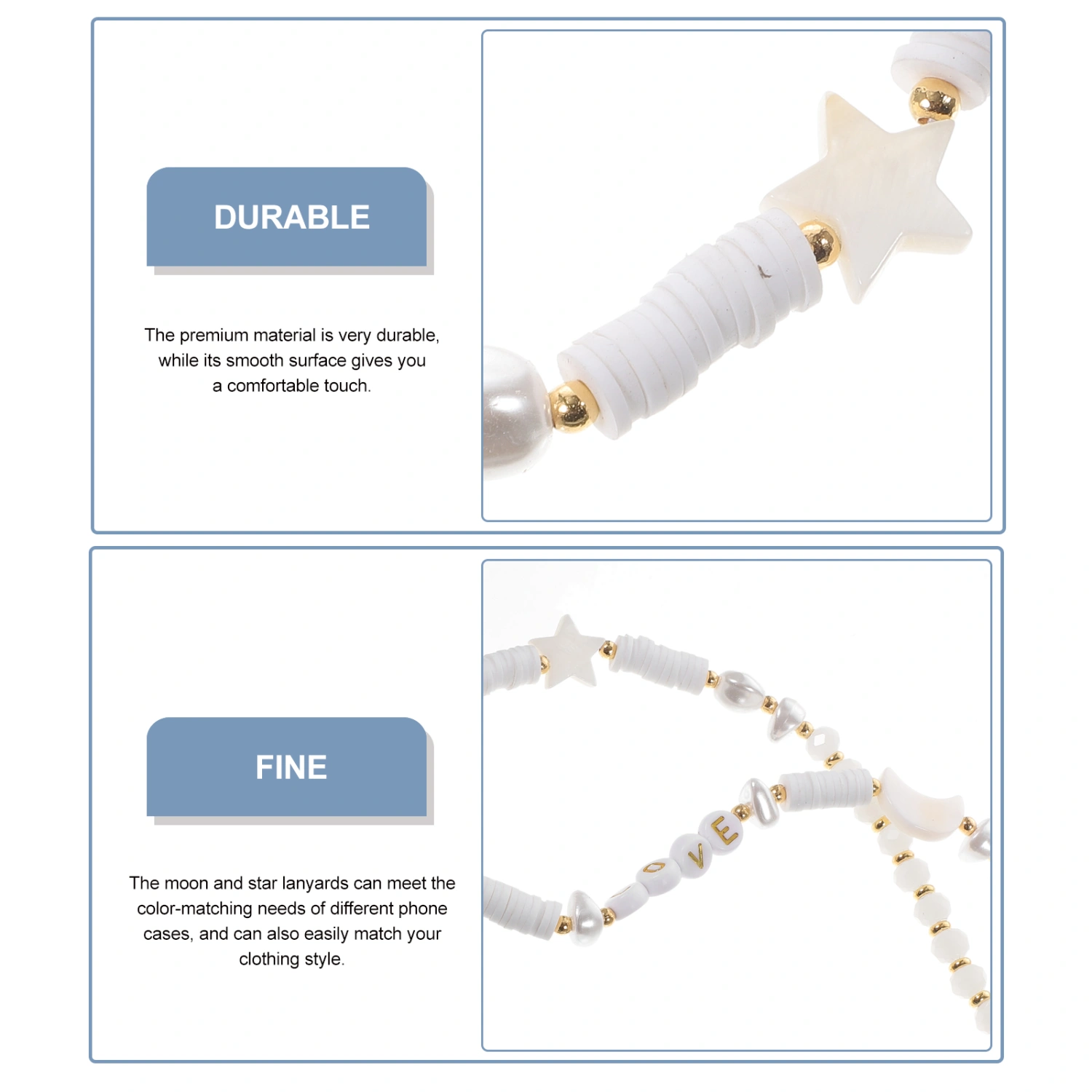 Moon Star Phone Hanging Beaded Wrist Rope Pearl Phone Hanging Rope Phone Decoration
