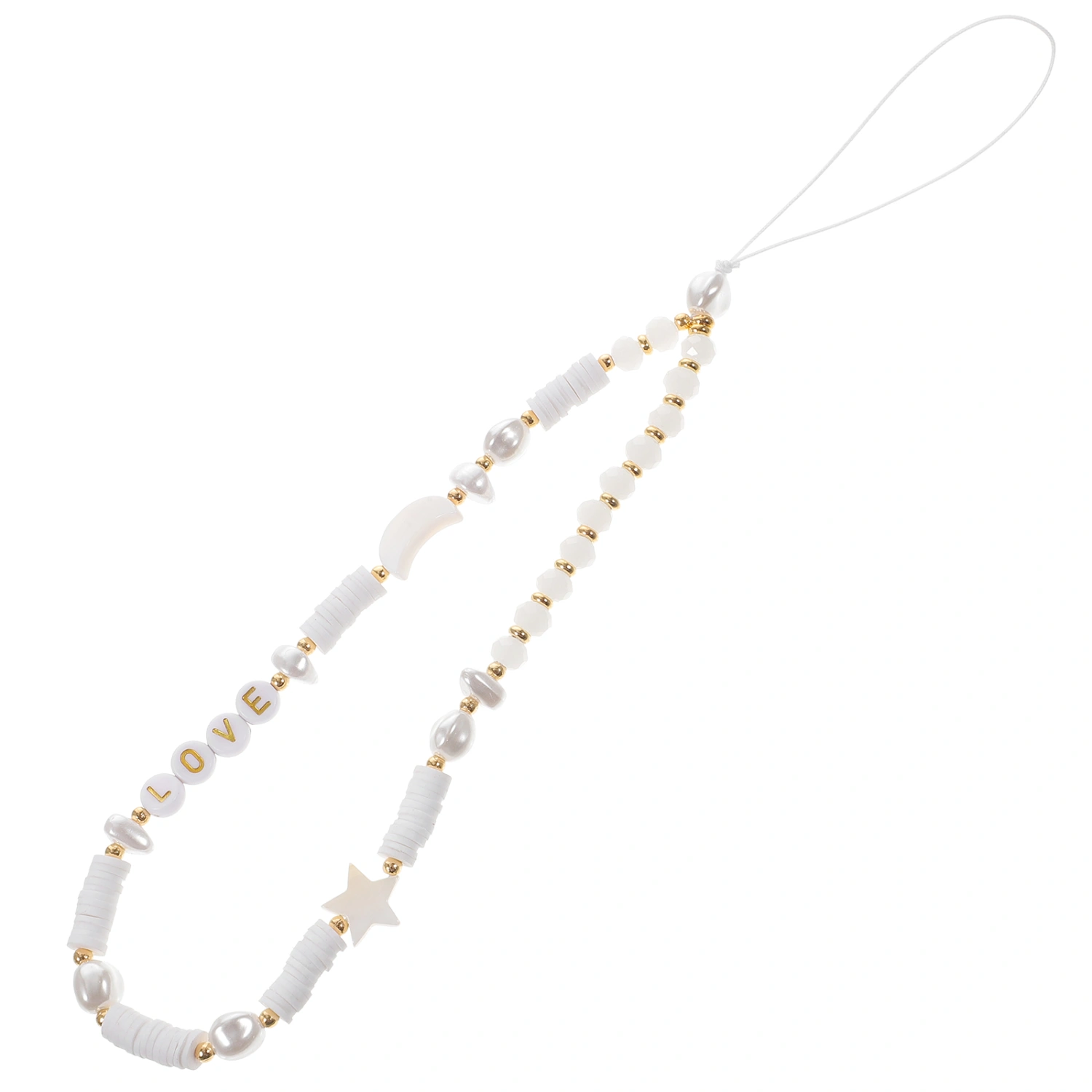Moon Star Phone Hanging Beaded Wrist Rope Pearl Phone Hanging Rope Phone Decoration