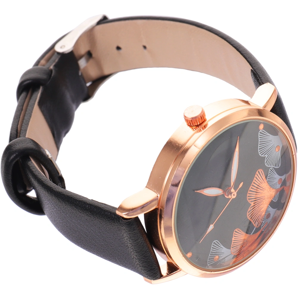 Romantic Watch Casual Pu Leather Strap Wrist Watch Stylish Women Watch