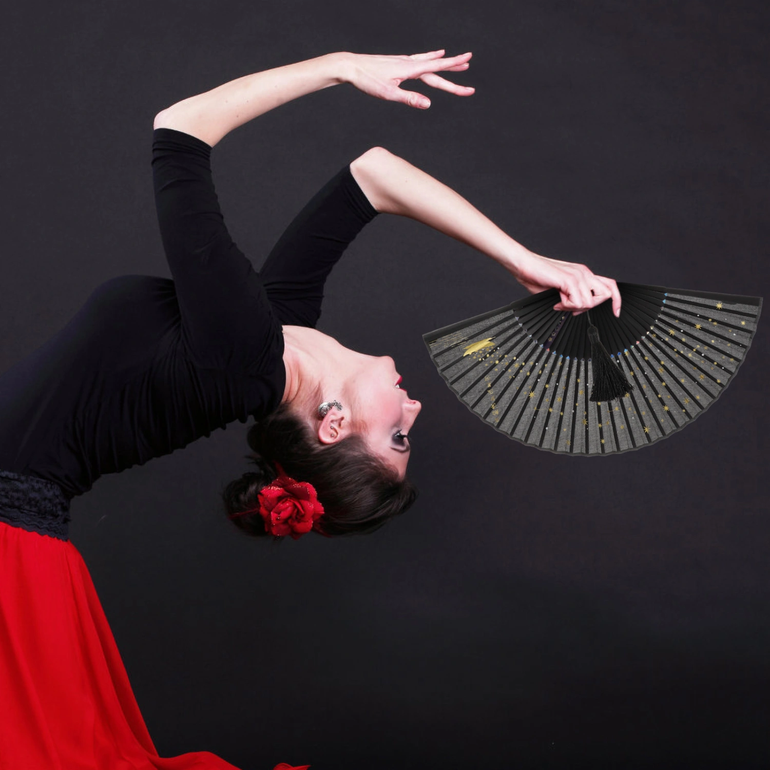 Bamboo Handheld Folding Fan Chinese Style Stage Performance Fan for Dancing Party