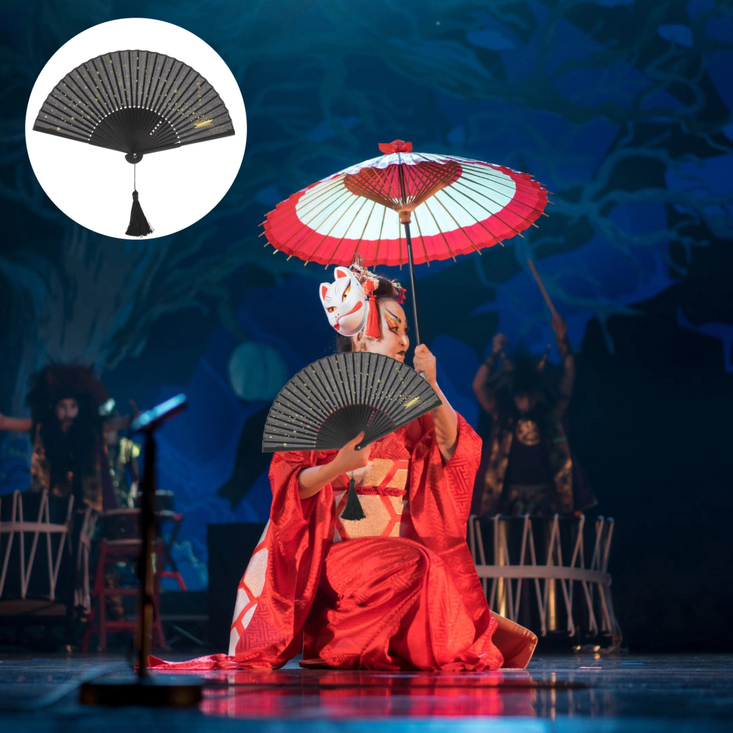 Bamboo Handheld Folding Fan Chinese Style Stage Performance Fan for Dancing Party