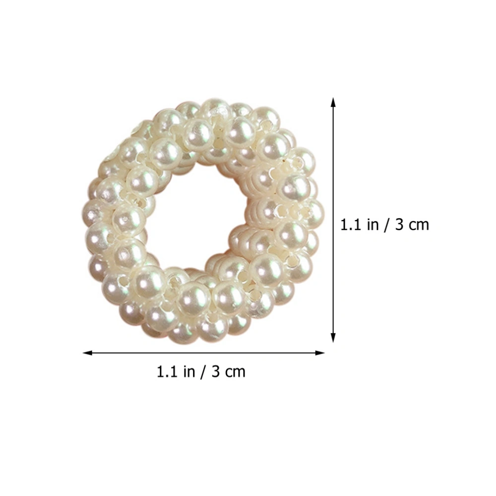 2pcs Pearl Hair Ties Elastic Beads Hair Rings Women Ponytail Holders Hair Accessories