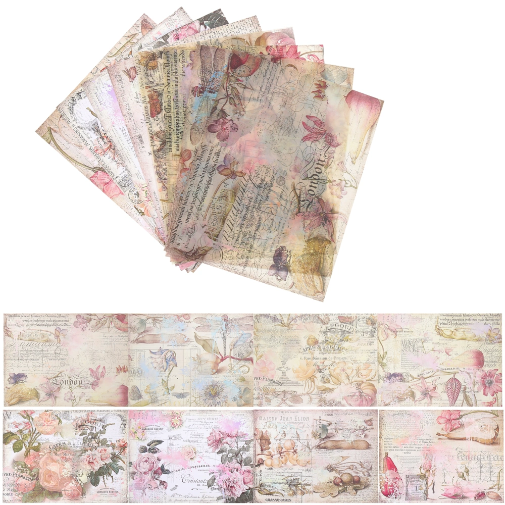 16pcs Scrapbooking Decorative Background Papers Vintage English DIY Papers