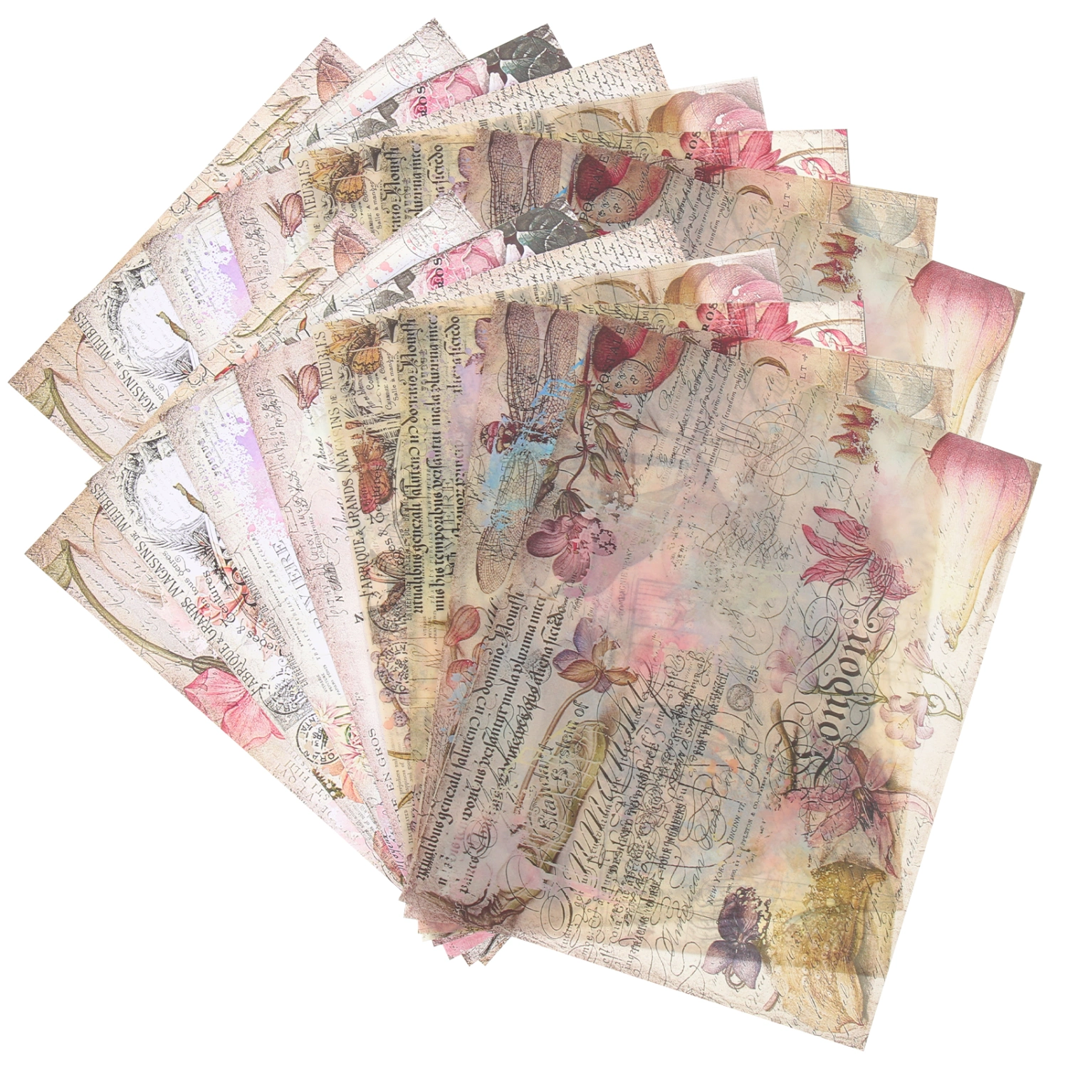 16pcs Scrapbooking Decorative Background Papers Vintage English DIY Papers