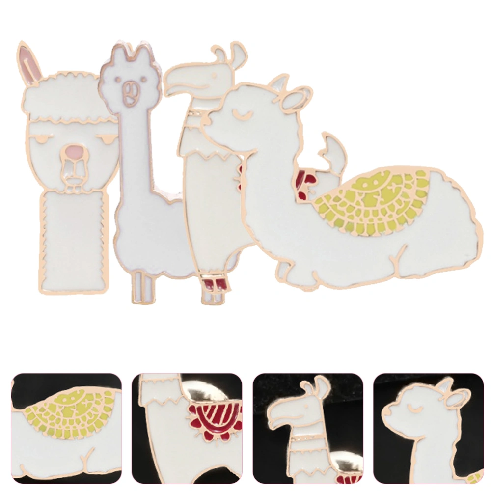 4pcs Scarf Buckle Alpaca Brooch Creative Alpaca Brooch Decorative Animal Badge Pin Festival Favor