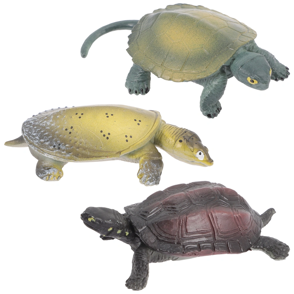 3pcs Turtle Models Tortoise Toy Ocean Animals Toy Desktop Turtle Figurine