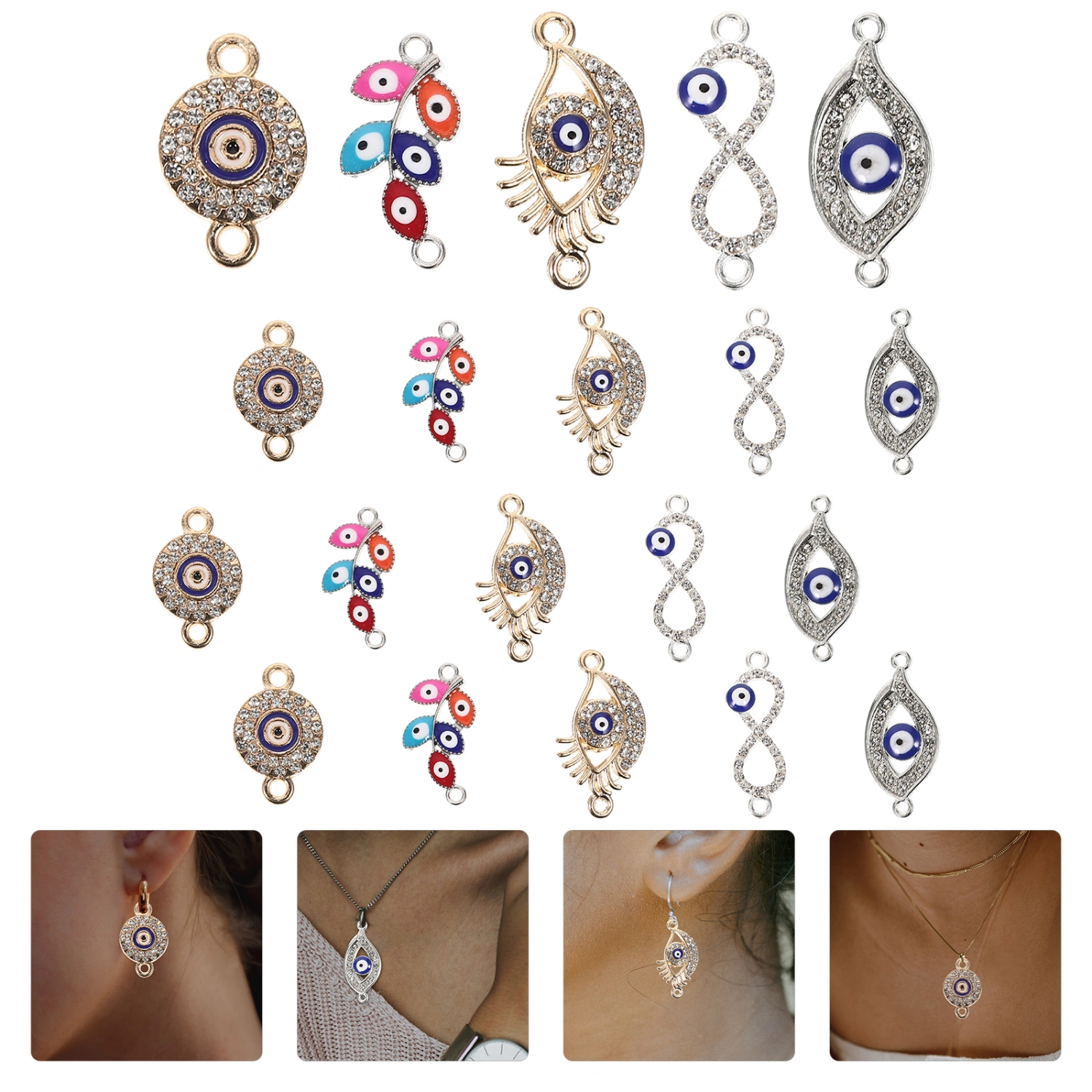 22pcs Crafts Evil Eye Charm Diy Hanging Evil Eye Connectors For Jewelry Making Findings Evil Eye Gifts