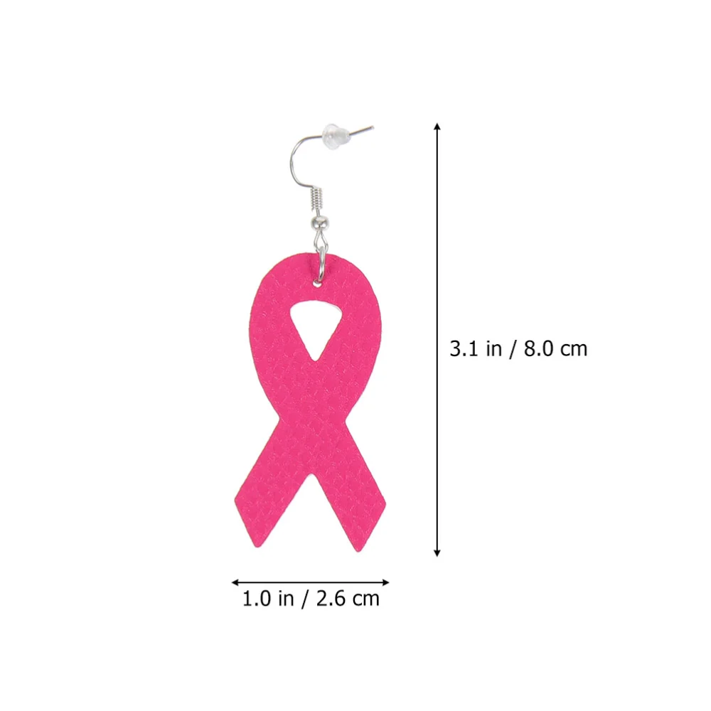 3 Pairs of Breast Cancer Ribbon Earrings Leather Creative Earrings Novelty Women Ear Jewelry