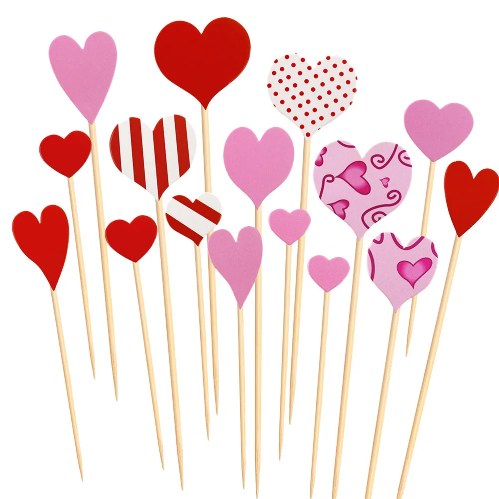 10 Packs  Heart Design Cake Picks Cupcake Toppers Cake Baking Picks Cake Decorations