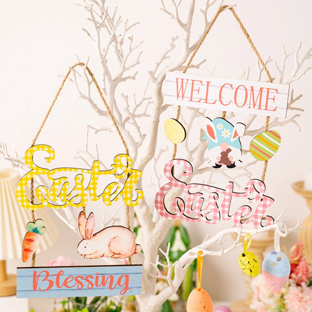 Adorable Easter Welcome Hanging Door Sign Wooden Door Festival Welcome Sign