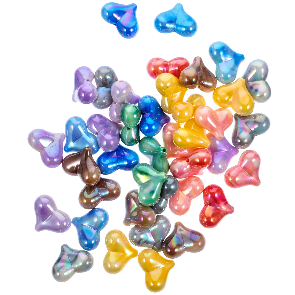 40pcs Jewelry Making Loose Beads Heart-shaped Acrylic Beads For Craft Keychain Necklace