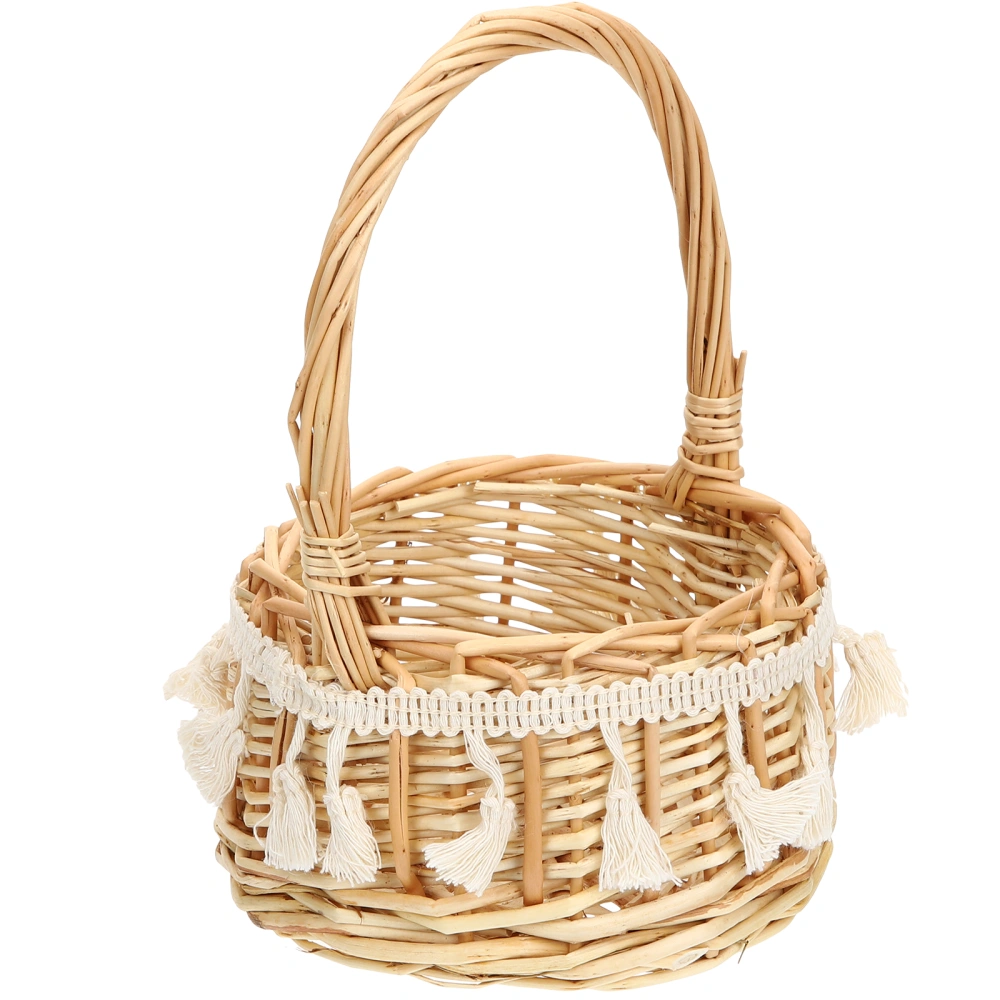 Wicker Woven with Handle Basket Rustic Flower Basket Flower Girl Basket Storage Basket