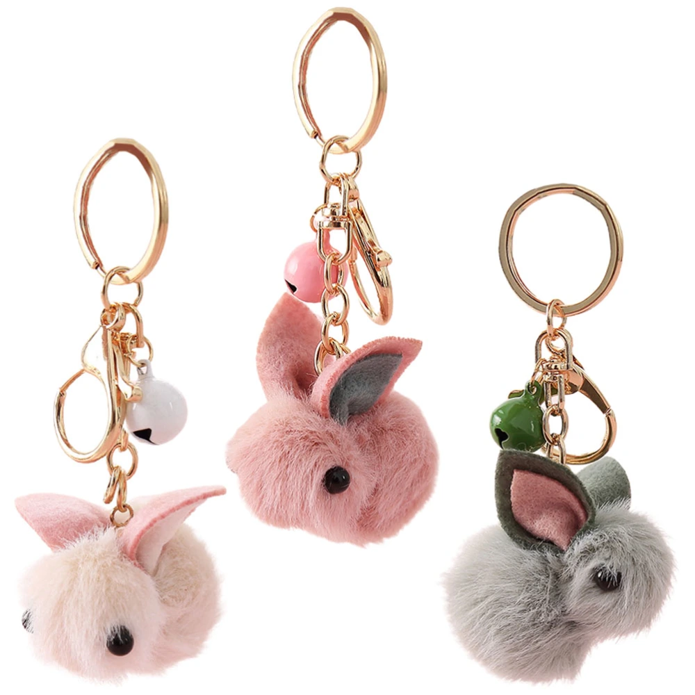 3pcs Rabbit Keychains Backpack Hanging Key Pendants Cartoon Rabbit Keyrings for Kids