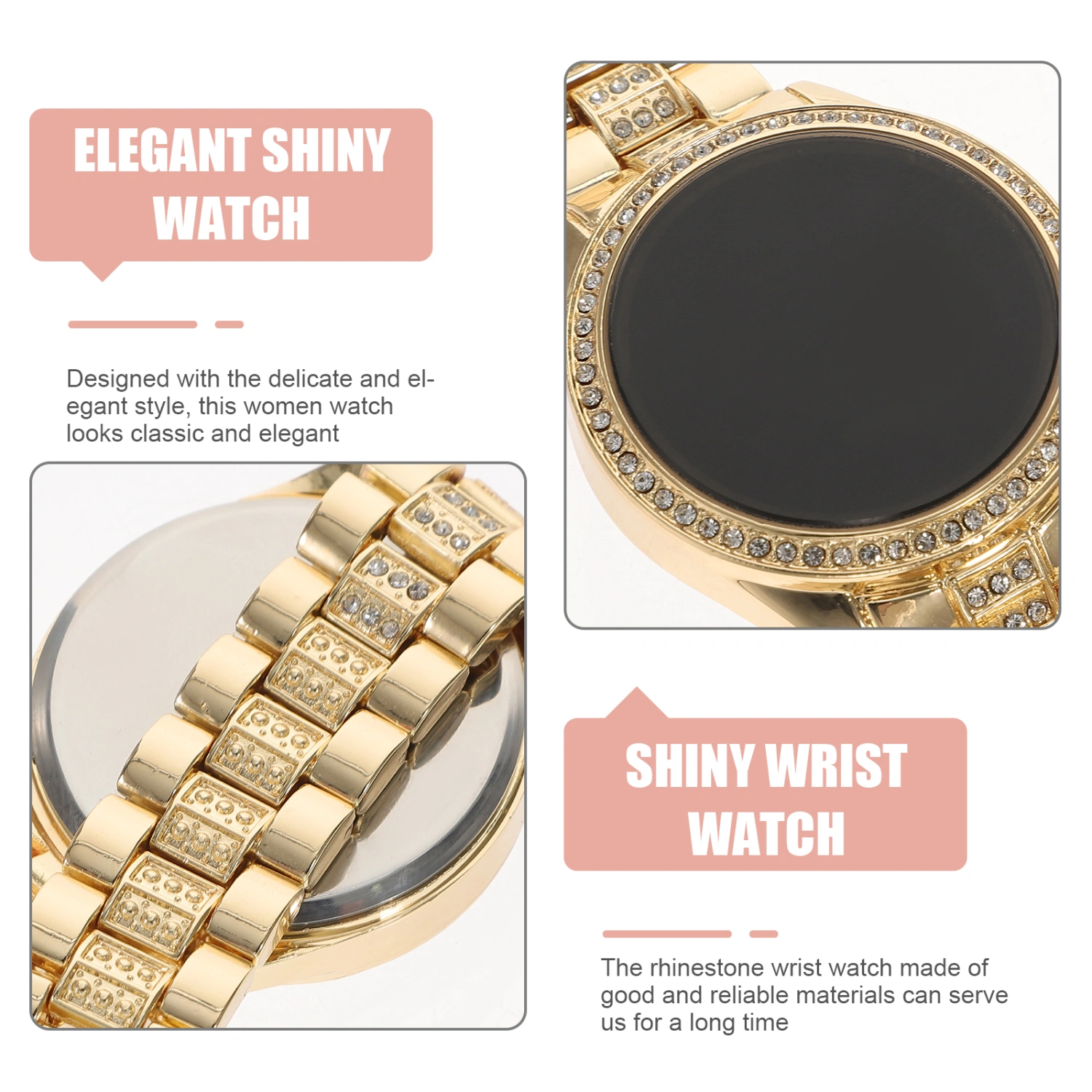 Women Rhinestone Watch LED Wrist Watch Shiny Rhinestone Embellished Watch