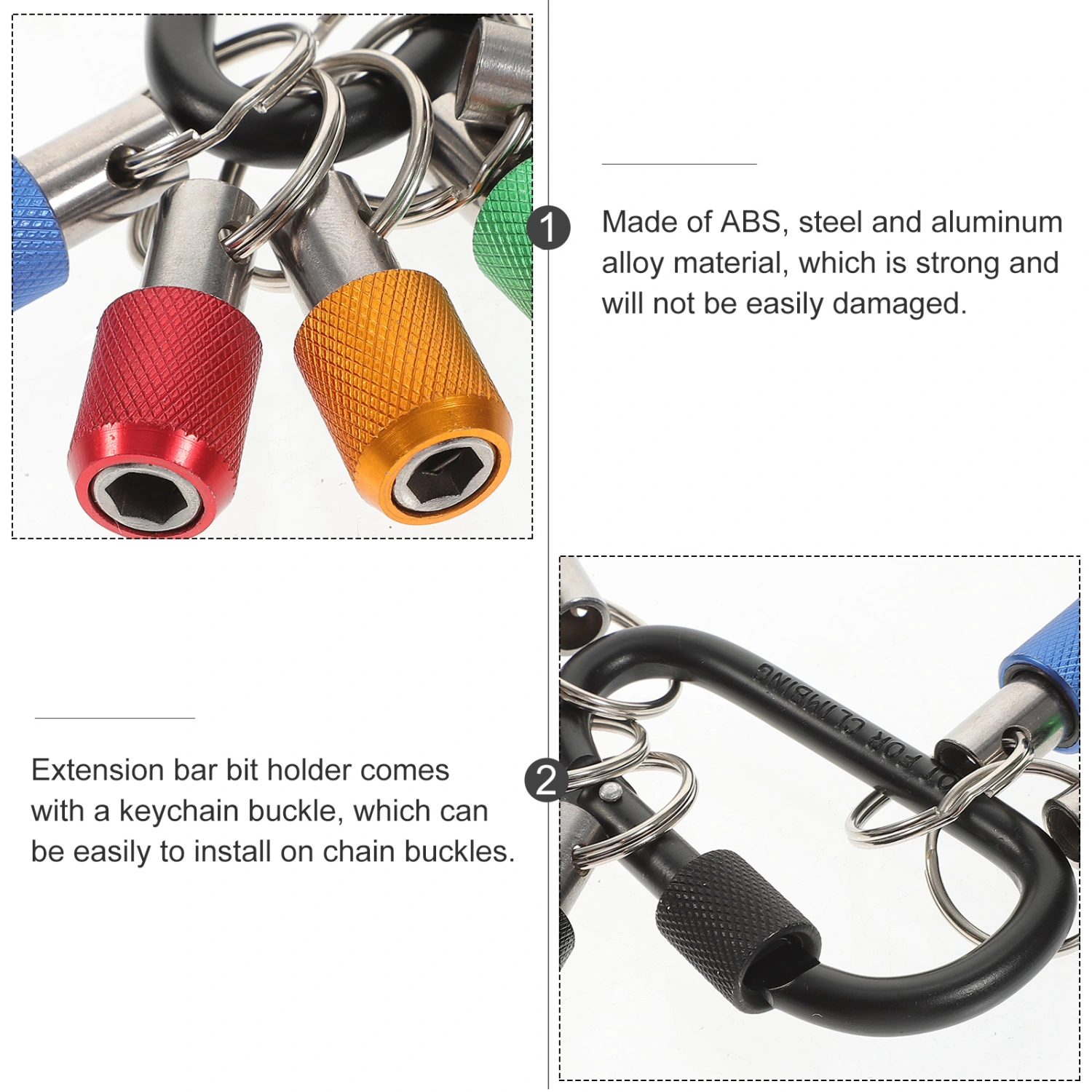 1 Set Keychain Bit Holder 1/4 Bit Holder Extension Bar Keychain Screwdriver Bits Holder