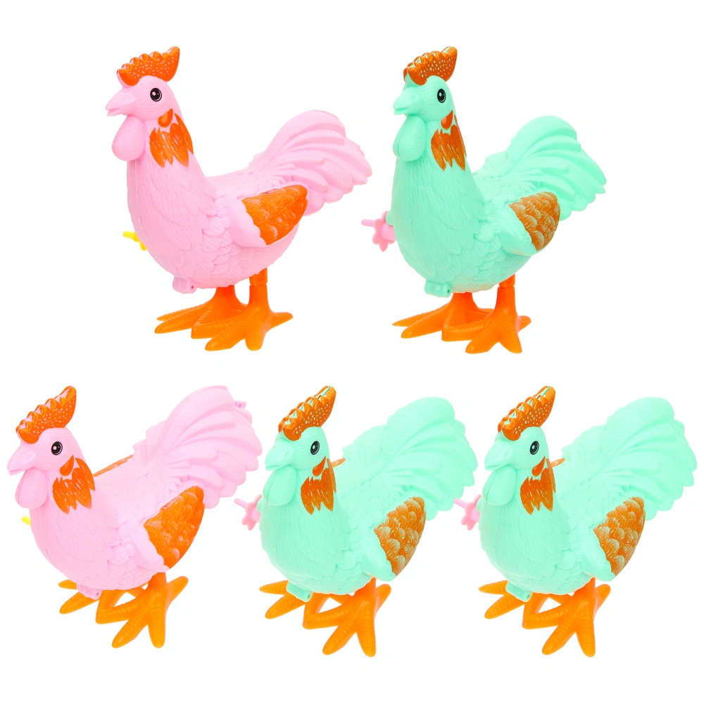 5pcs Animal Toy Simulation Rooster Interactive Toy Wind Up Plaything Accessory