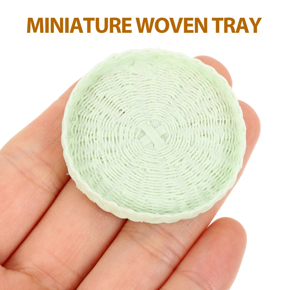 2pcs Miniature Woven Tray Mini House Bread Fruit Basket Tiny House Accessories