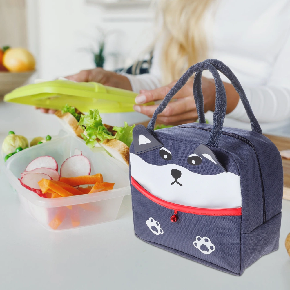 Portable Students Lunch Box Storage Bag Practical Bento Insulated Bag With Handle Cartoon Design