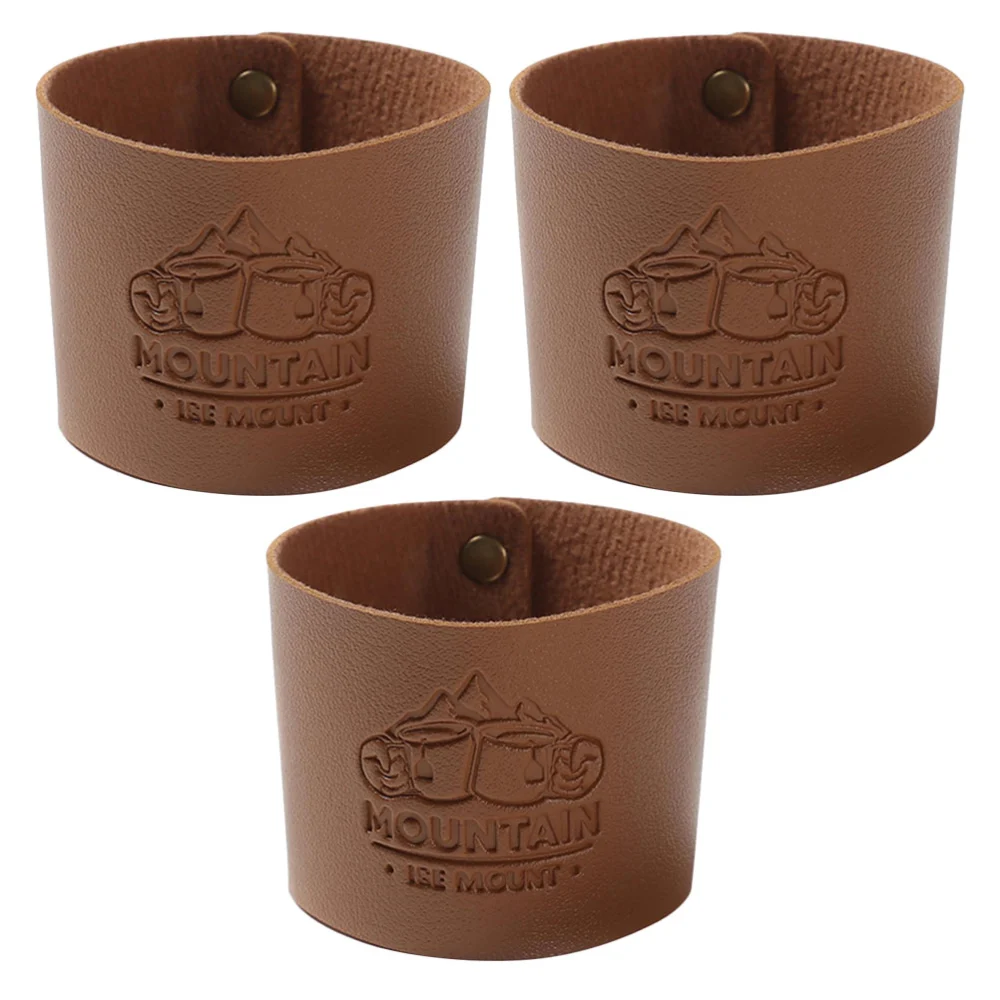 3Pcs Leather Coffee Sleeves Heat-resistant Drink Sleeves Convenient Bottle Sleeves