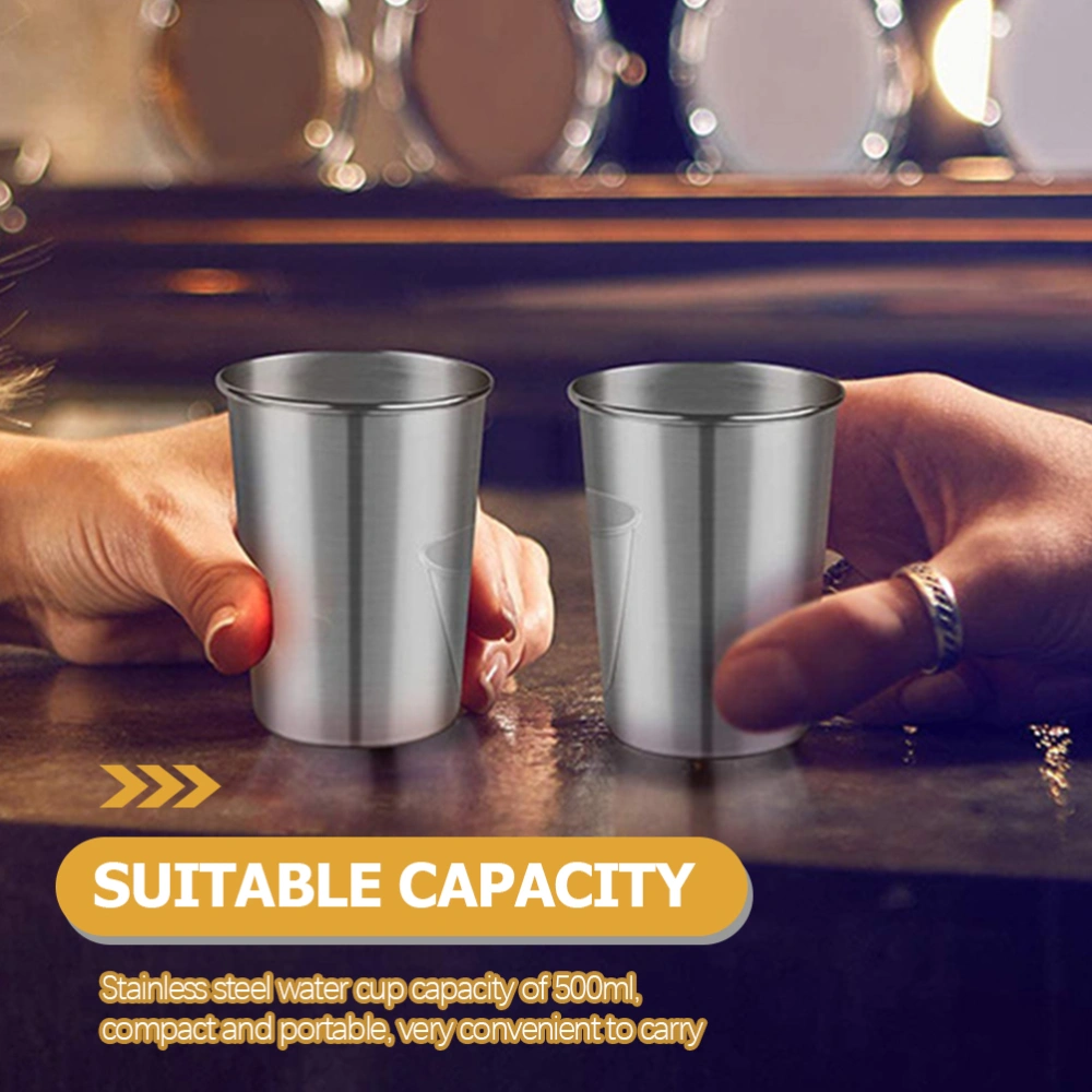 5pcs Stainless Steel Cups Metal Water Cups Drinking Cups for Home Bar Restaurant