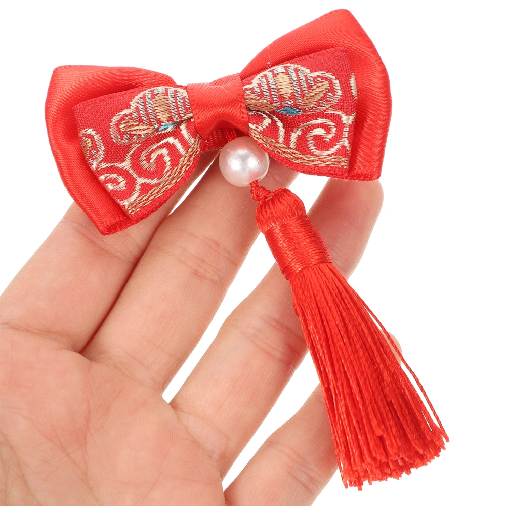 4pcs Chinese Style Tassel Hair Clips Bow Hair Barrette Bow Hairpins Pearl Bow Hair Barrettes