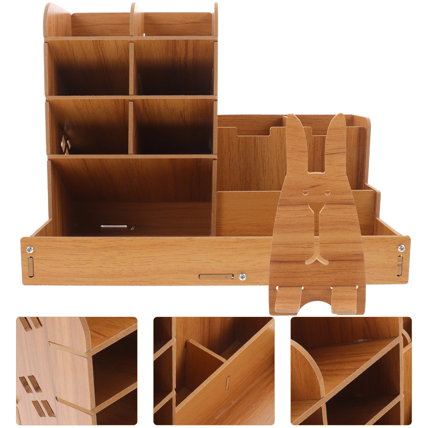 Desktop Pen Organizer Wooden Pen Case Wooden Pen Holder Desktop Stationery Case