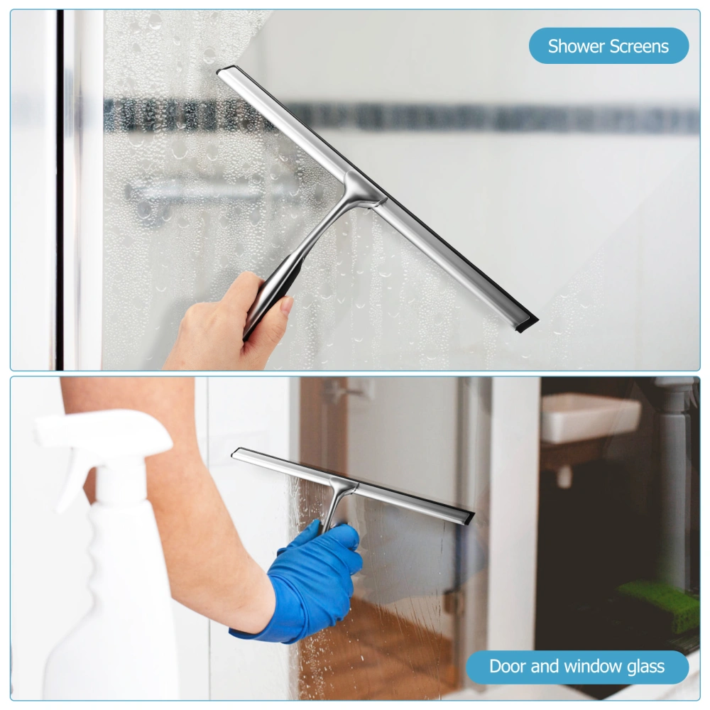 1 Set of Shower Squeegee Shower Screen Wiper with Replacement Strip and Self-adhesive Hook