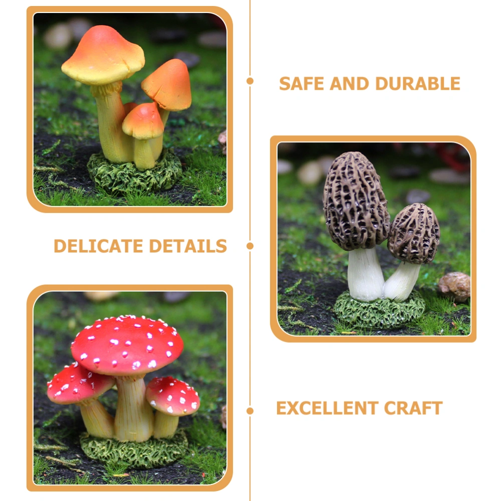 9Pcs Mini Mushroom Figurines Resin Mushroom Miniature Garden Ornaments for Landscape Plant Pots