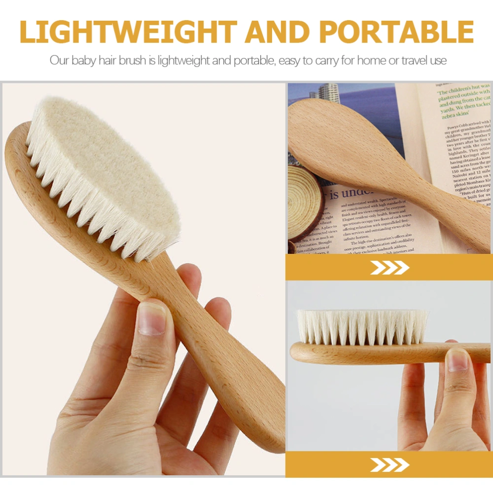 1 Set Baby Hair Brush Wooden Comb Newborn Wool Hair Brush and Hair Comb