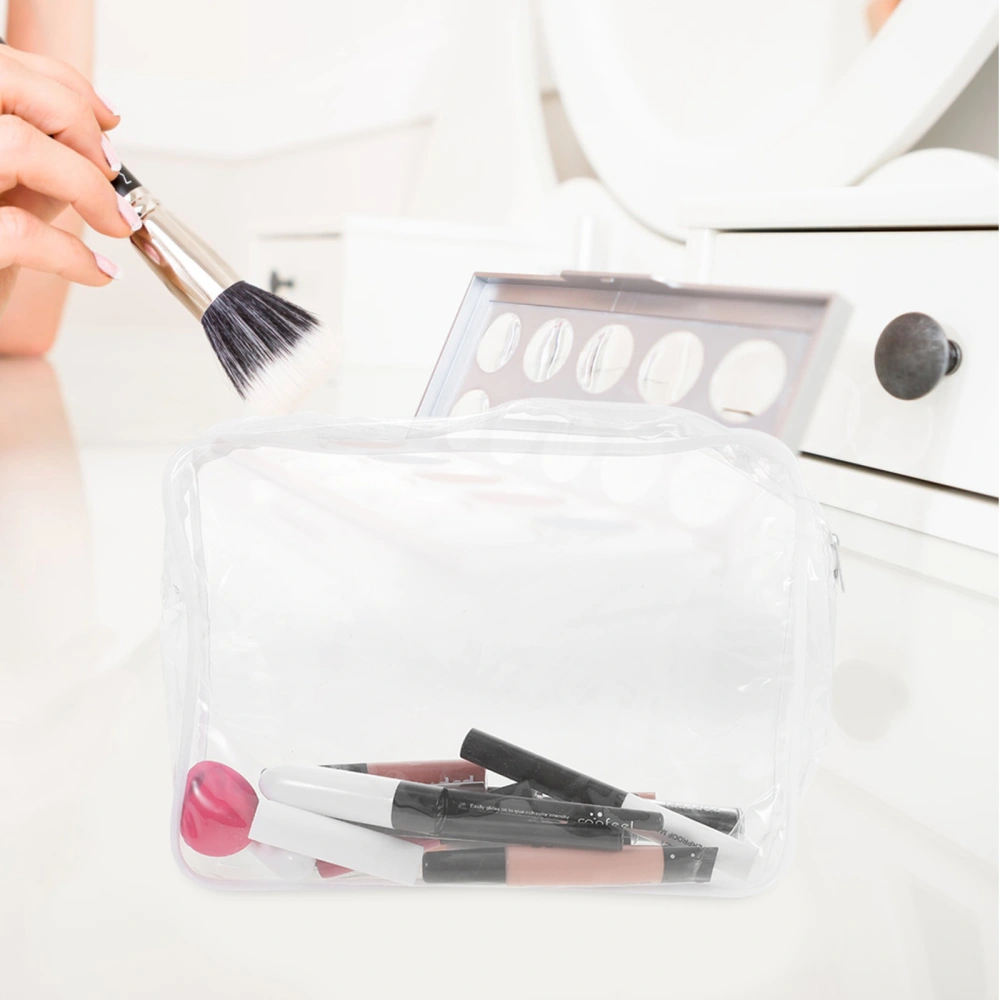 3Pcs Clear Cosmetics Bag Zippered Clear Toiletry Carry Pouch Portable Cosmetic Makeup Bag