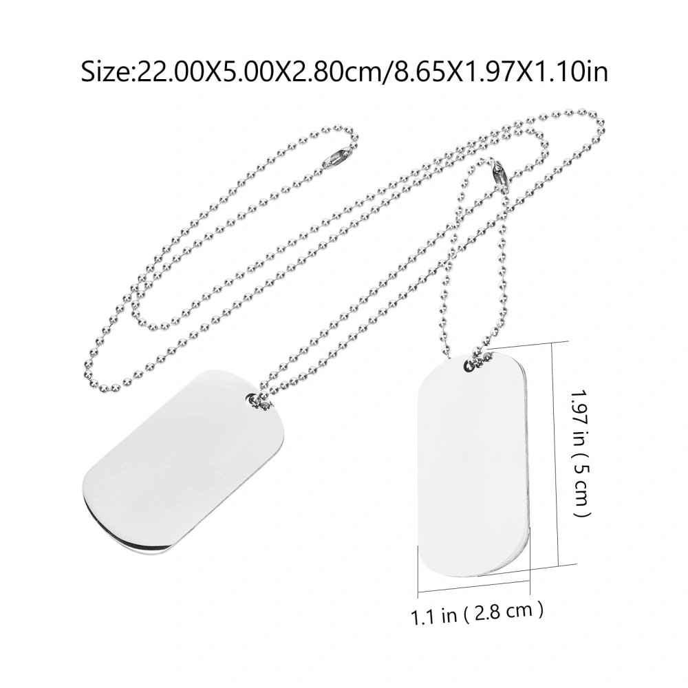 Men Stainless Steel Necklace Double Sided Blank Dog Tag Necklace Chain Necklace