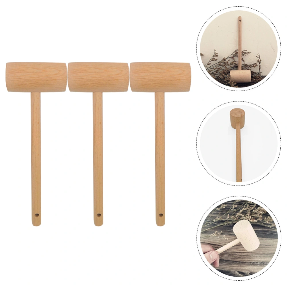 3Pcs Wooden Meat Hammer Practical Kitchen Tool Wood Hammer Tool Chicken Pounder