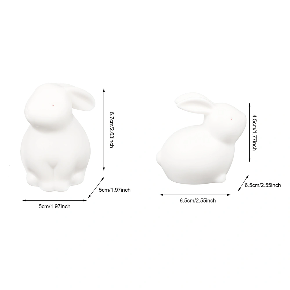 2pcs Year of the Rabbit White Rabbit Figurine Ceramic DIY Bunny Tea Pet for Desktop