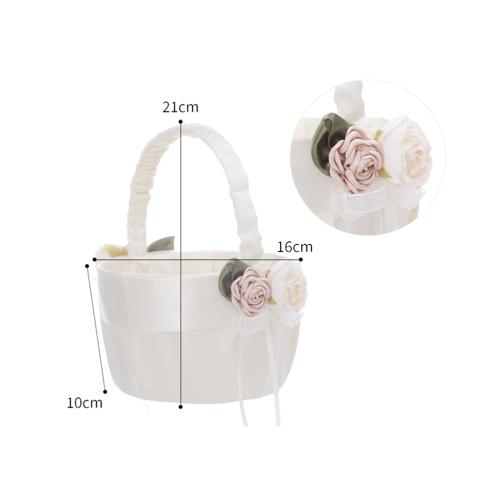 Flower Girl Basket Satin Cloth Wedding Petal Basket Flower Basket Wedding Supplies