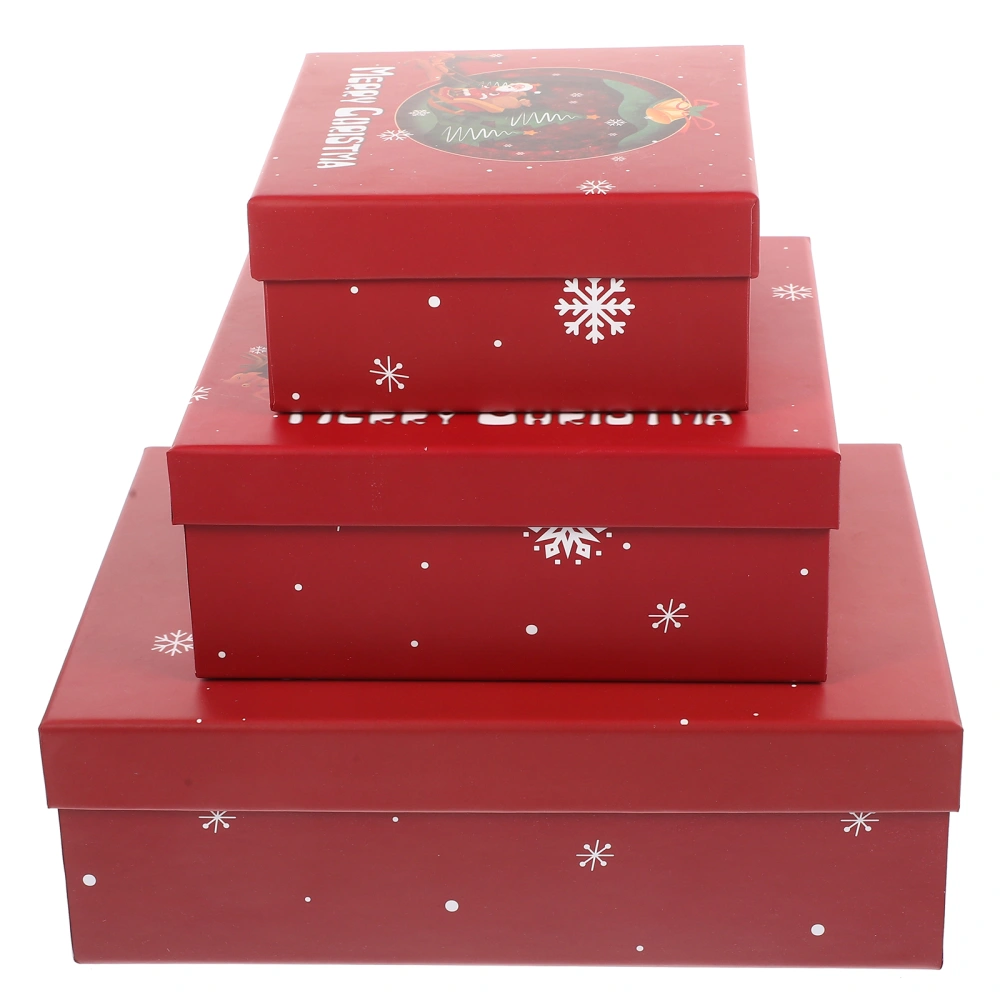 3pcs Christmas Themed Gift Packing Boxes Present Wrapping Cases Xmas Party Favors